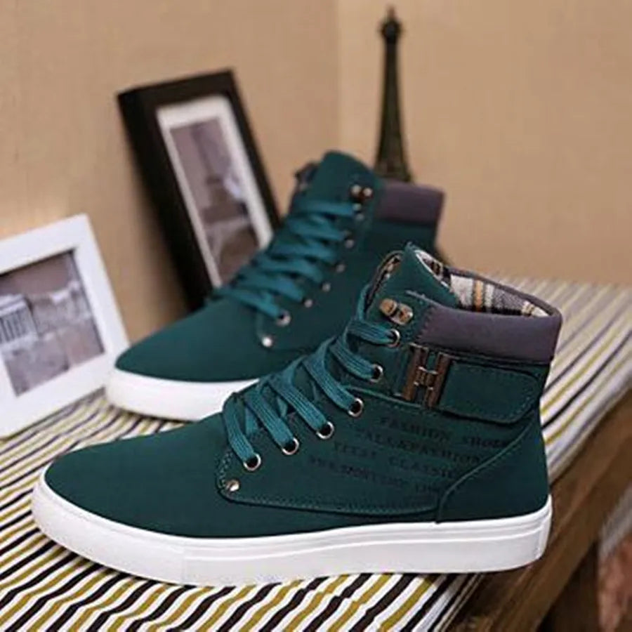Visco Men Vulcanized Shoes Spring/Autumn Male High Quality England Frosted Suede Casual Green Footwear Winter Comfortable Large Size