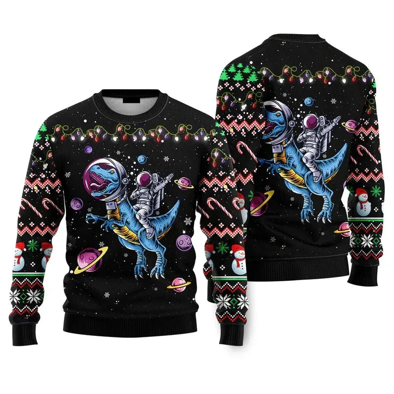 Maxy Fashion Santa Claus Beer Ugly Christmas Sweater For Men Clothing 2026 New Year Hoodie Streetwear Holiday Party Sweatshirts