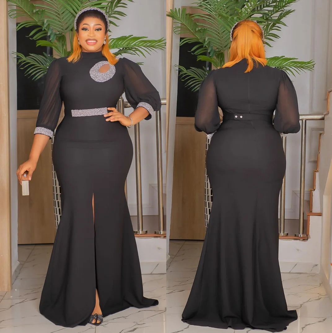 Maxy Elegant Plus Size Party Dresses for Women Sexy Bodycon Maxy Long Dress Fashion Wedding Evening Gowns Ankara Outfit