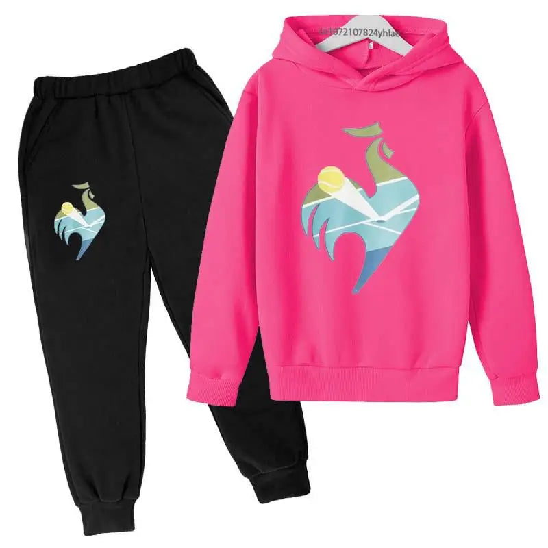 Maxy Kids Hoodie Rooster Sweatshirt Top + Pants 2p Coat Boys Girls Preschool 3-12y Beautiful Girls Sunshine Sports Casual Suit