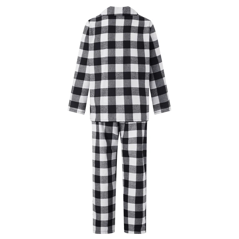 Maxy Christmas Family Pajamas Matching Set Long Sleeve Shirt with Pants Plaid Sleepwear Loungewear