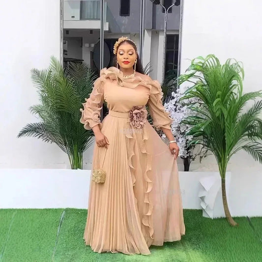 Amay Plus Size Evening Dresses for Women Luxury Solid Gown Elegant Wedding Party Long Dress Ankara Ladies Clothing Outfits