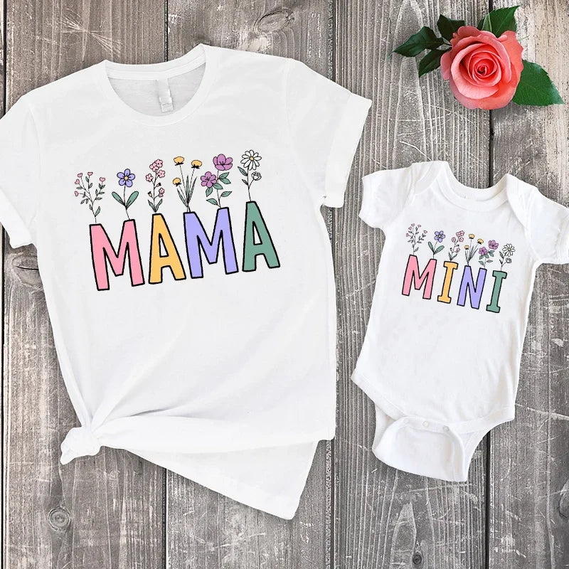 Maxy New Mom Shirt Mother and Daughter Outfits Mama Matching Family Outfits Matching Mommy and Me Tee Summer m