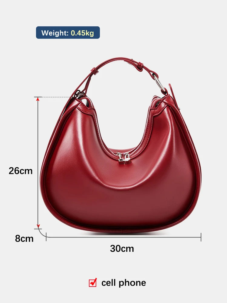 Maxy Zency Premium Genuine Leather Women's Handbag Luxury Hobo Bag Large Capacity Fashion Shoulder Bolsa for Wife Lover Girl Gift Sac