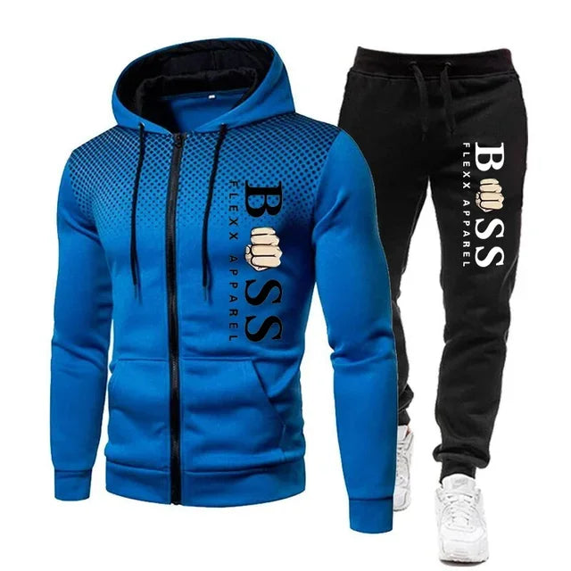 Visco New Men Tracksuits Men Sets Sweatshirt +sweatpants Tracksuit Zipper Stand Collar Sports Suit Jogging Fitness Men Clothing