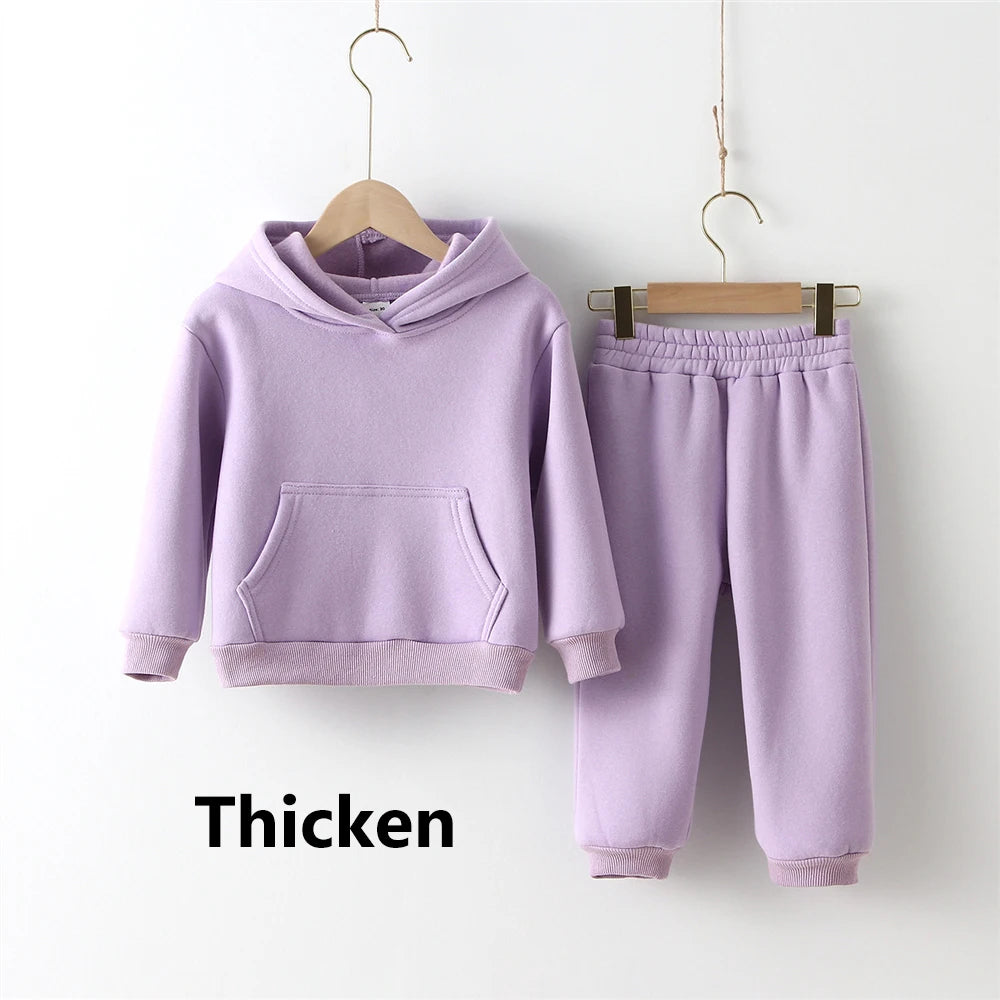 Winter Children Clothes Kids Suit Warm Sweater Girl Fleece Hoodies Pullover Sweatshirt Pant Winter Girl Boy Tracksuit Sportswear