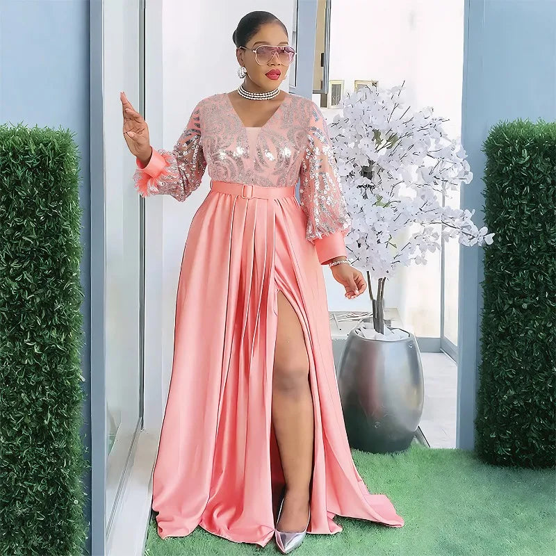 Amay Plus Size Evening Dresses for Women African Luxury Gown Elegant Turkey Muslim Wedding Party Long Dress Ankara Ladies Clothing