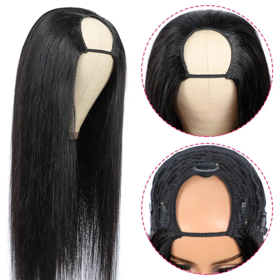 Maxy 1B30 Ombre U Part Wig Human Hair Brown Colored Clip In Hair Extensions Cheveux Humains Natural Black Upart Human Hair Wigs