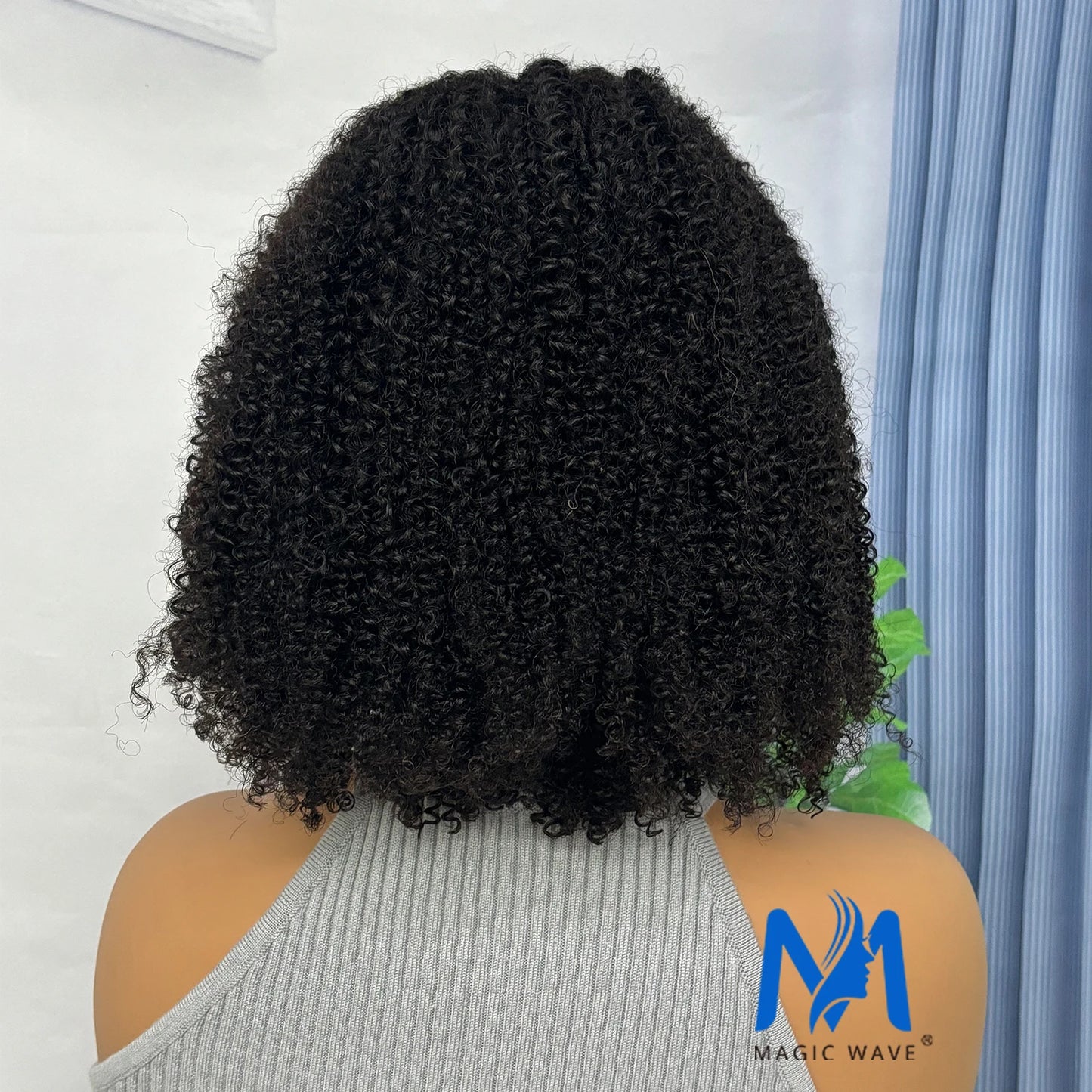 Maxy 4x4 Lace Closure Bob Human Hair Wig 300% Density Afro Kinky Curly Wig 12-16 Inches Brazilian Bob Wig for Black Women PrePlucked