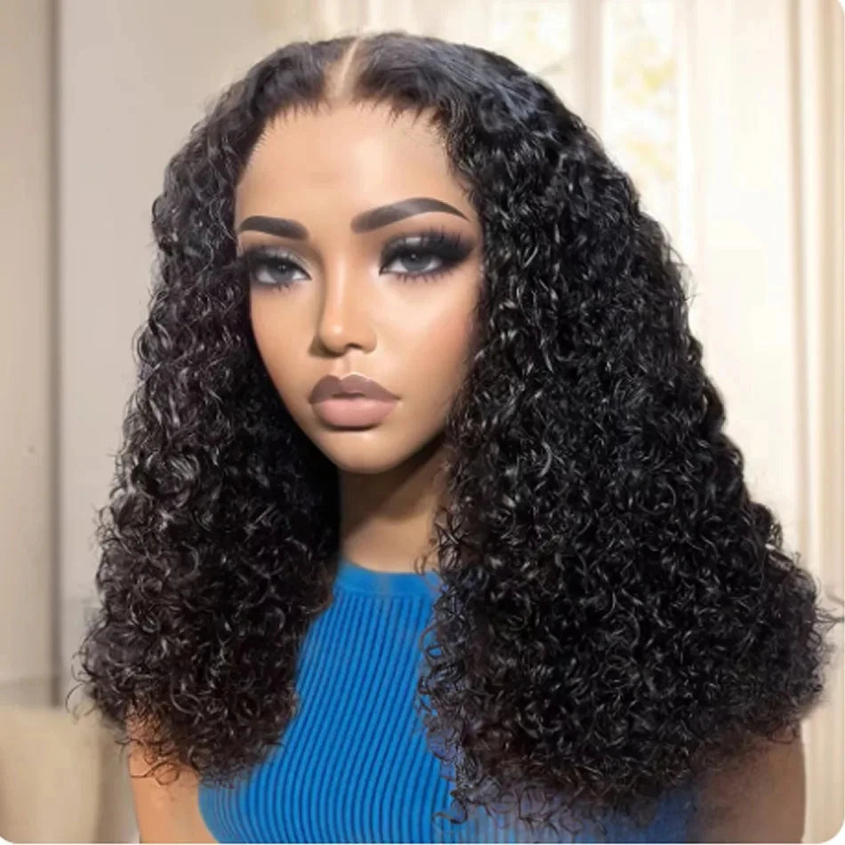 Maxy Glueless Human Hair Brazilian Short Kinky Curly Lace Frontal Wigs Wet And Wavy Pre plucked Hairline Ready To Go Wigs For Woman