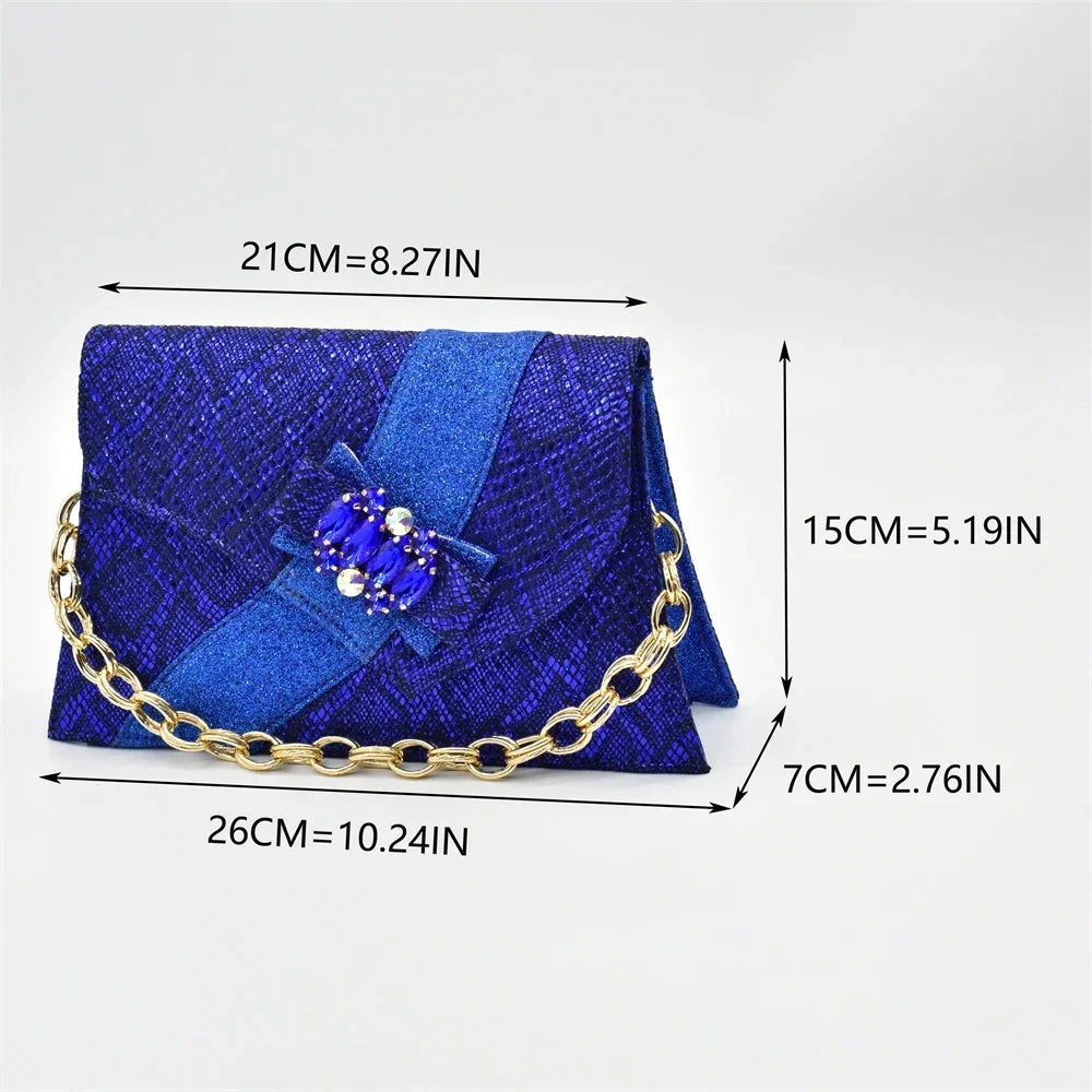 Maxy New Arrival African Silver Women Shoe and Bag Set for Party in Women Elegant Rhinestone Women Pumps