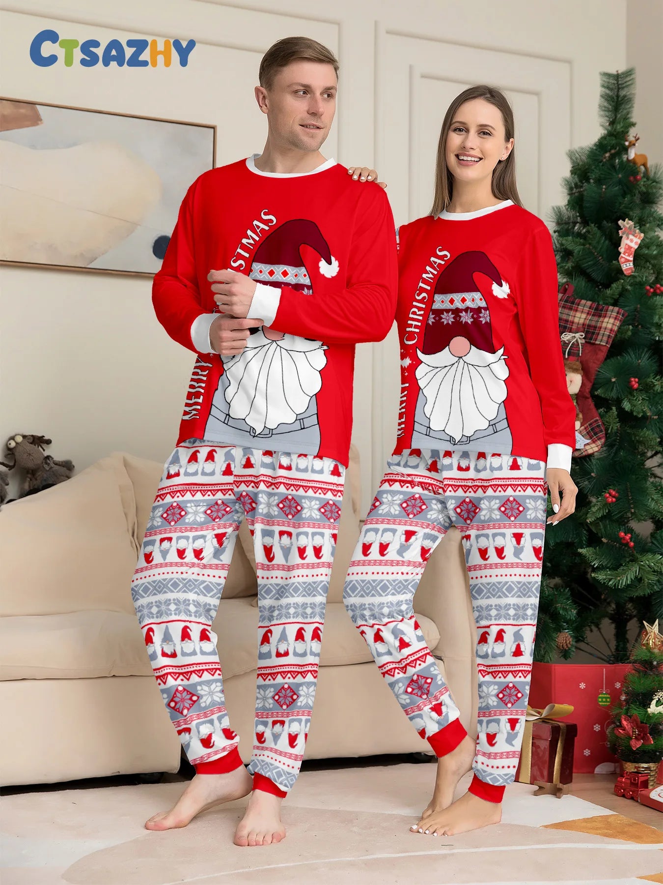 Family Matching Outfits Christmas Pajamas Set Santa Claus Print Adult Kids Dad Mother Baby Clothes Tops+Pants Xmas Sleepwear