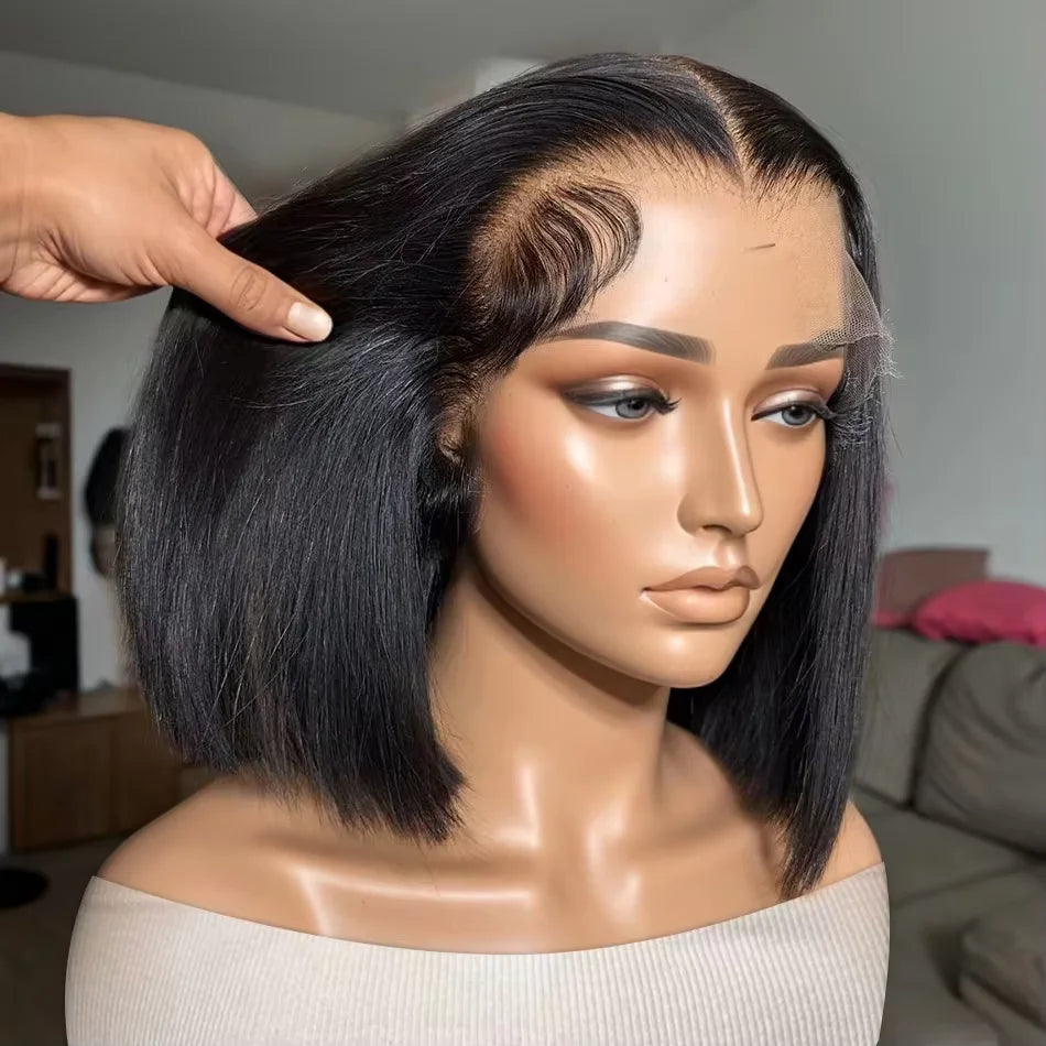 Maxy Wear And Go Glueless Wigs Human Hair Bob Straight Pre Cut Lace Front Wigs Human Hair Upgraded No Glue Lace Front Wigs For Women
