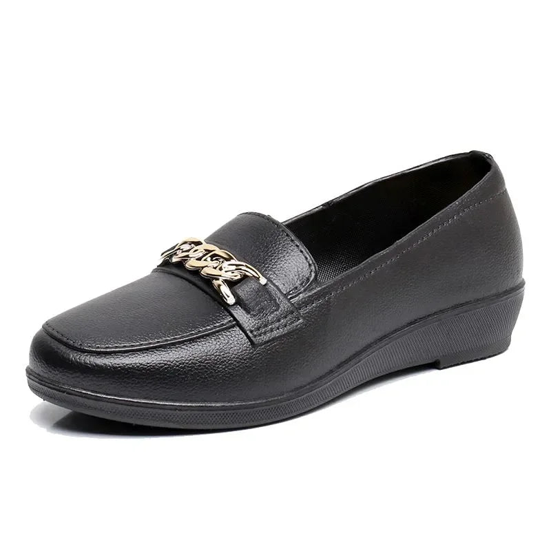 Maxy women casual round toe street anti skid shoes lady leisure black comfort hotel work flats red loafers fa42