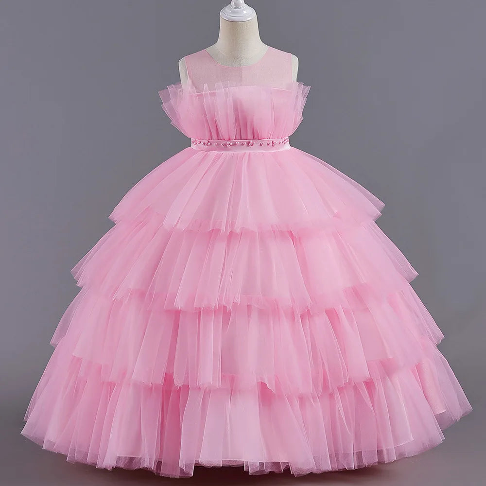 Maxy Princess Party Dress Wedding Birthday Kids Christmas Ceremonies Dresses Flowers Sequined Vestidos De Gala Vestido Adolescente 12 Años