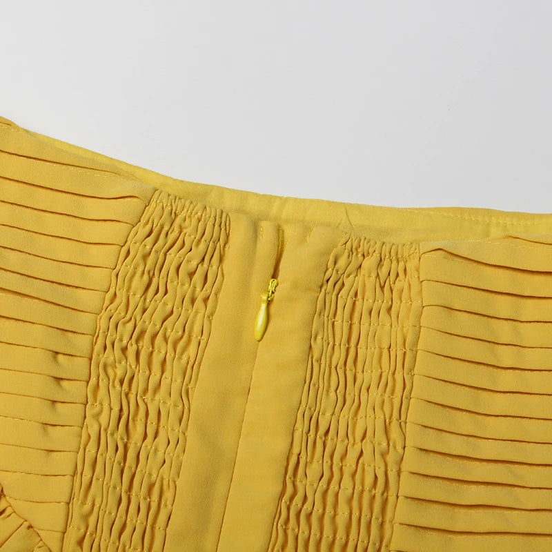 Maxy Asymmetrical Skirt Two Piece for Women O Neck Sleeveless Hollow Out Crop Tops High Waist Pleated Skirt Solid Set Female