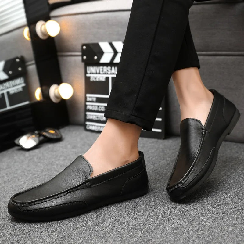 Visco 2024 New Genuine Leather Men Shoes Casual Luxury Brand Men Loafers Italian Moccasins Breathable Slip on Men Driving Shoes