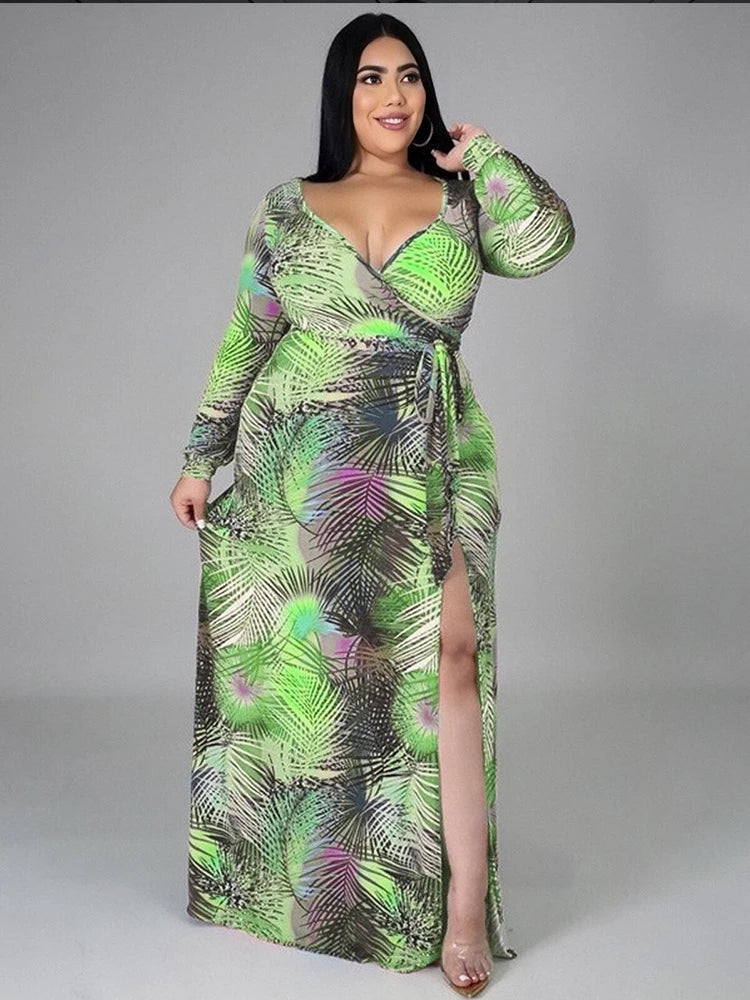 Woman Maxi Dress Long Sleeve Floral Dress Ladies Casual Plus Size 3xl Dress Chic and Elegant Wholesale Bulk Dropshipping