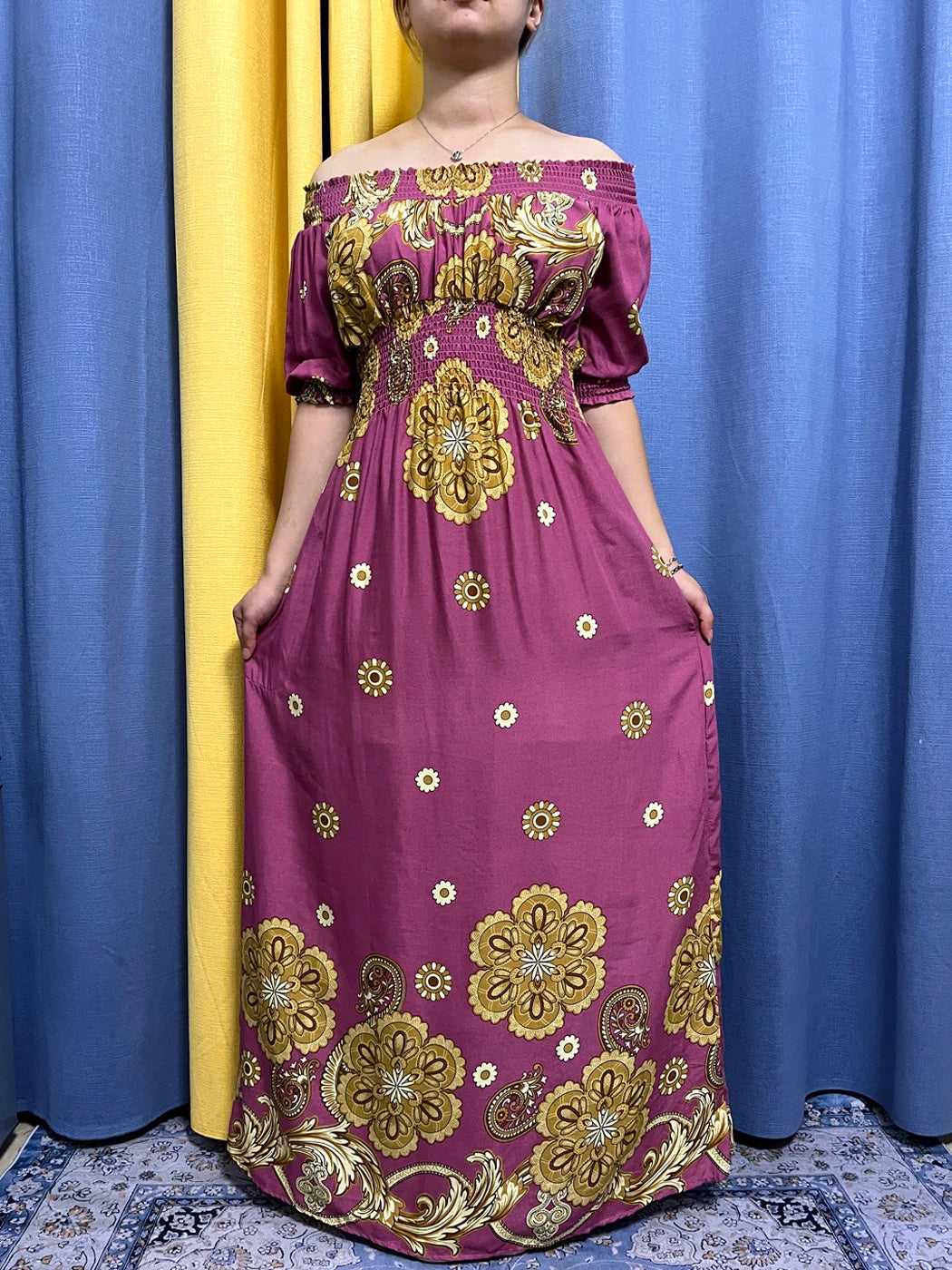 Maxy Muslim Abayas For Women Fashion Floral Elasticity Boat Neck Loose Fit Femme Robe African Party Evening Dresses With Turban