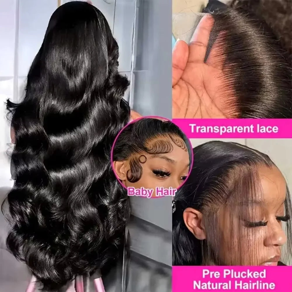 Maxy 40 46 Inch Natural Color 13x4 13x6 Full Frontal Body Wave 360 HD Transparent Lace 7x6 Glueless Human Hair Pre plucked Long Wigs