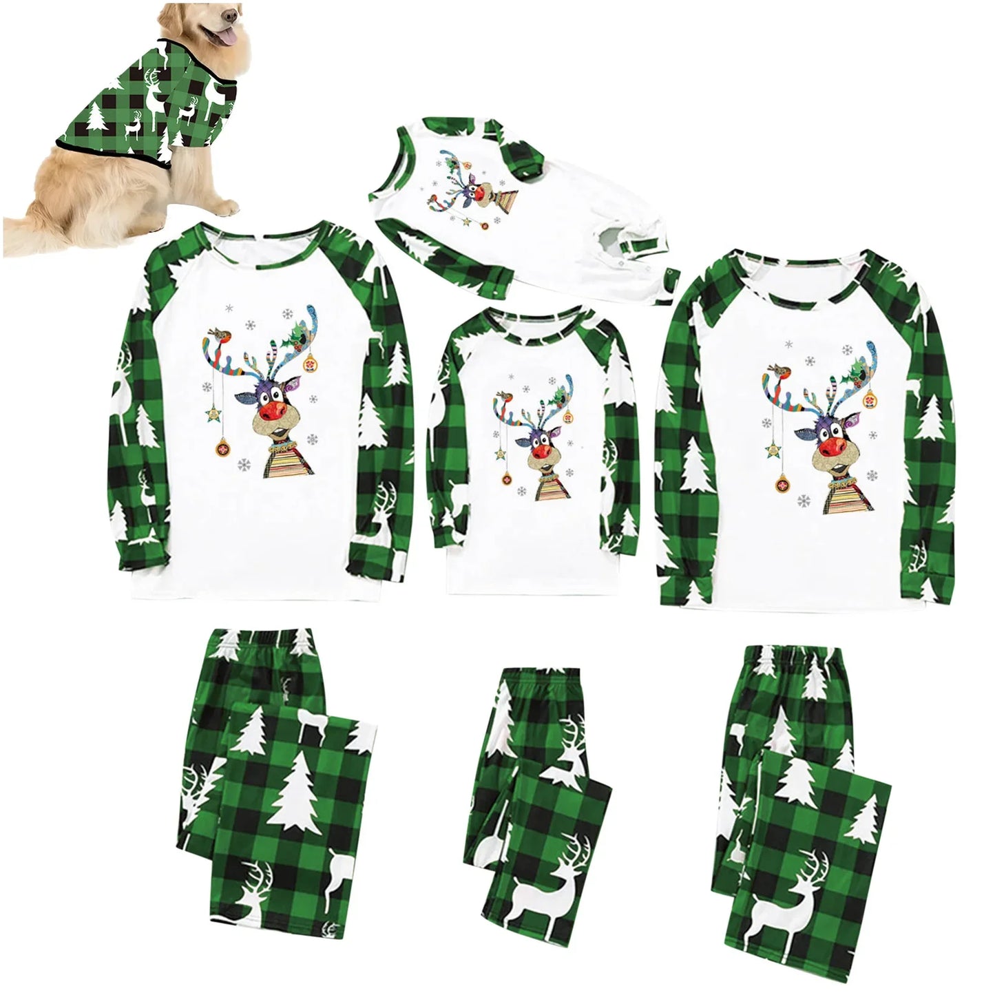 Merry Christmas Family Matching Pajamas Set Mother Father Kids Elk Clothes Baby Rompers Family Look Sleepwear Pyjamas Xmas Gifts