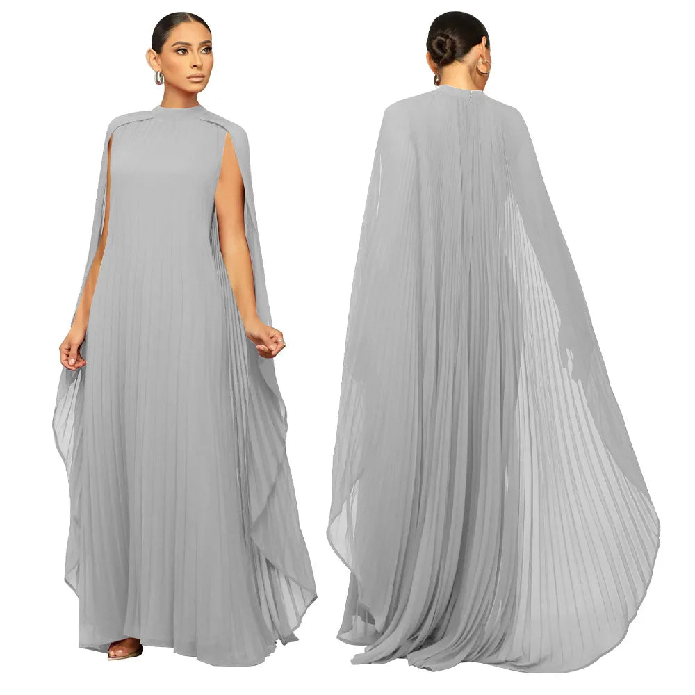 Maxy Dashiki African Dresses for Women Spring Fashion O-neck Long Sleeve Solid Color Long Maxy Dress African Clothes Women