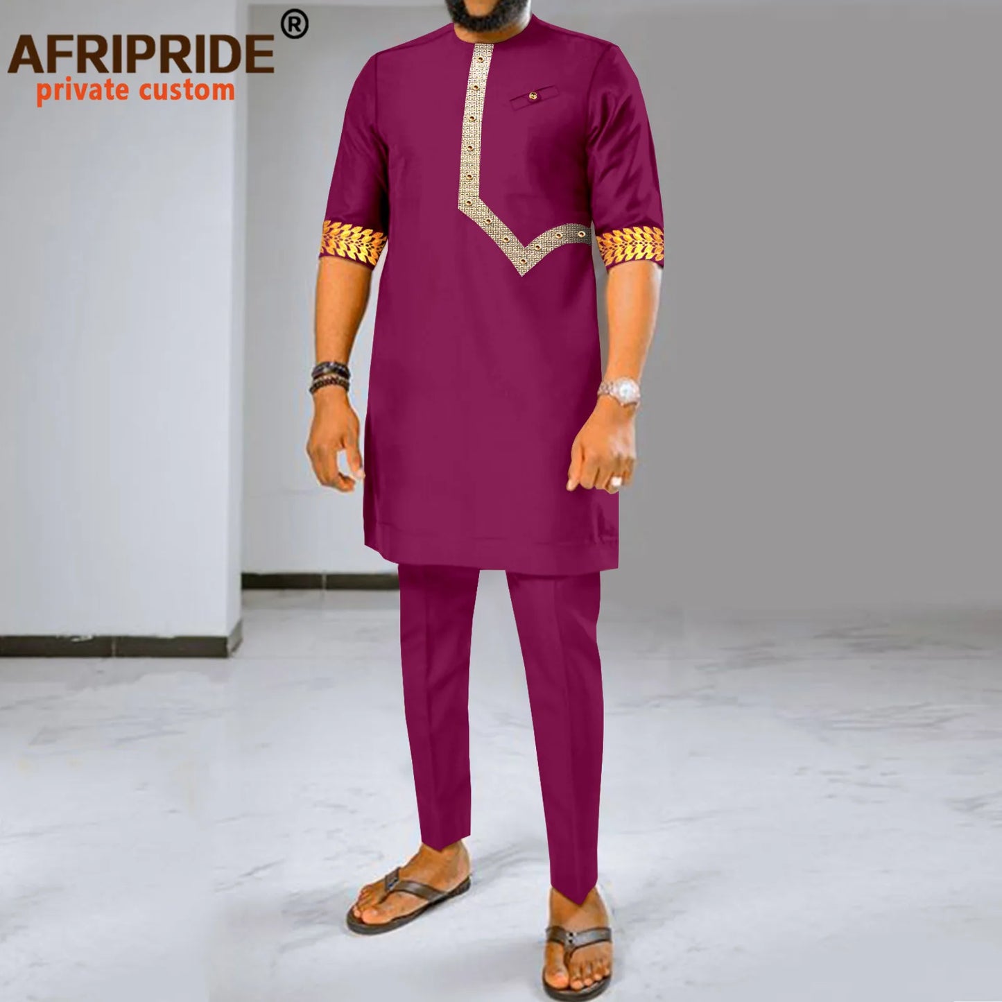 Maxy Men Tracksuit African Clothes 2 Piece Set Dashiki Embroidery Short Sleeve Shirt and Ankara Pants Set Dashiki Outfits 2416017