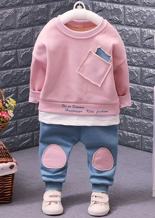 Winter 2PC Toddler Baby Clothes Outfit Thickening Infant Boy Kids Shirt Tops+Pants Casual Clothing for 12 Months-4Years