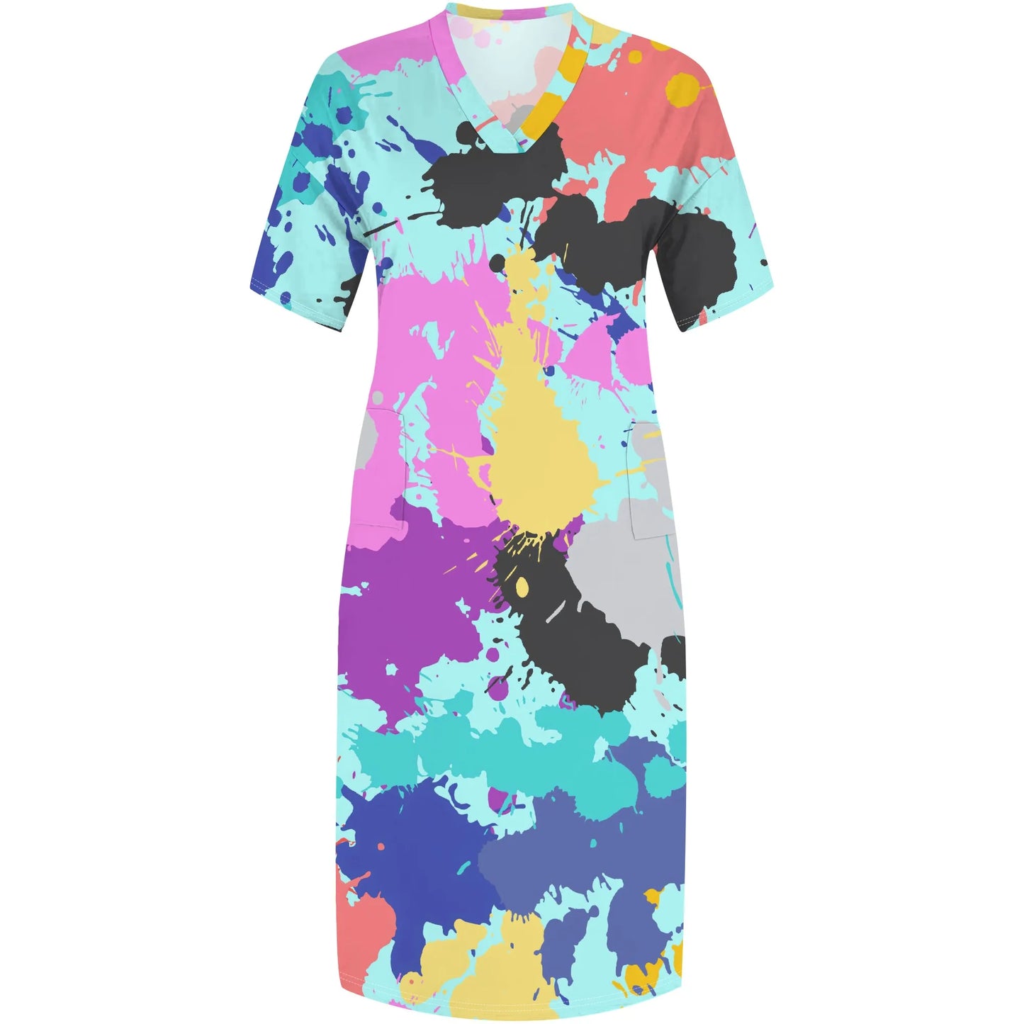 Maxy Plus Size Women Dress with Pockets, Short Sleeve Loose and Comfortable Long Dress for Beach, Party, Work, Spring