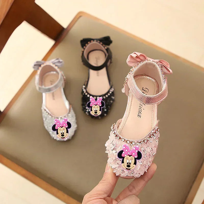 Maxy Disney Mickey Mouse Girls Show Shoes Summer New Girls Baby Princess Shoes Children Baotou Soft Sole Crystal Shoes Sandals