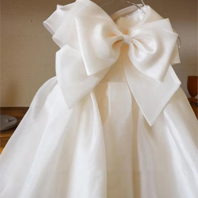 Maxy Baby Girl Princess Big Bow Dress Sleeveless Infant Toddler Teens Child Tulle Vestido Birthday Party Wedding Baby Clothes 1-14Y