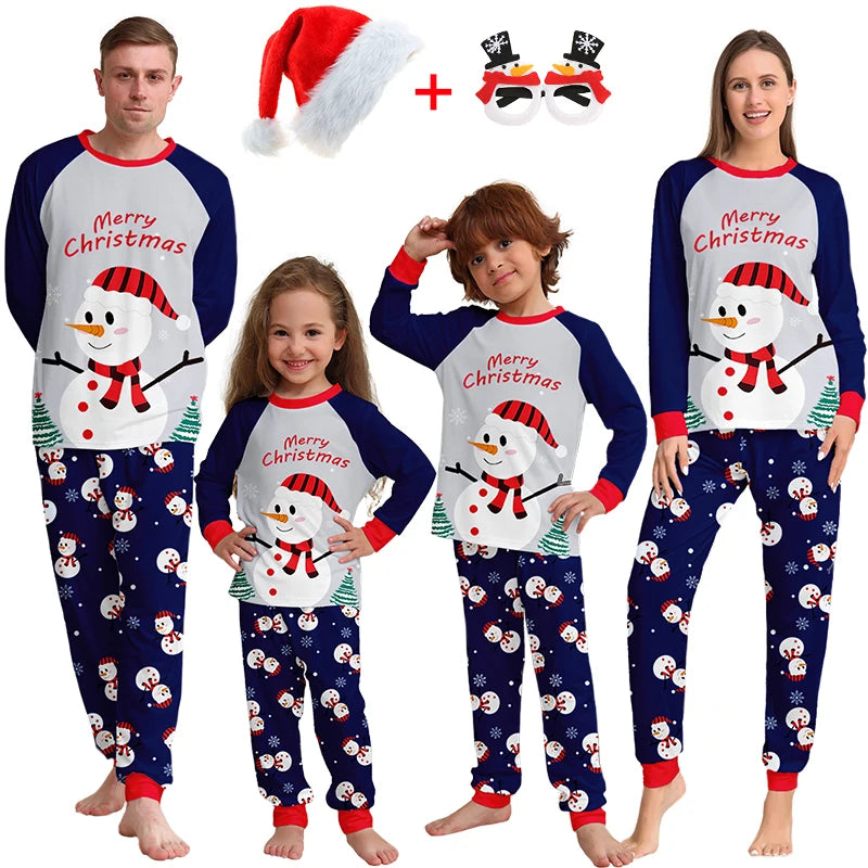 Maxy 2024 Snowman Letter Print Christmas Pajamas Mother-kids Boys Girls Baby Family Matching Sleepwear T Shirts Pants Pajama Set