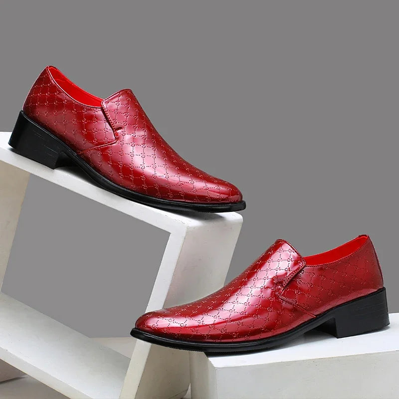 Amay New Trendy Men Fashion Popular Oxford Red White Black Male Formal Dress Shoes Designer Brand Italian Gentleman Wedding Shoes