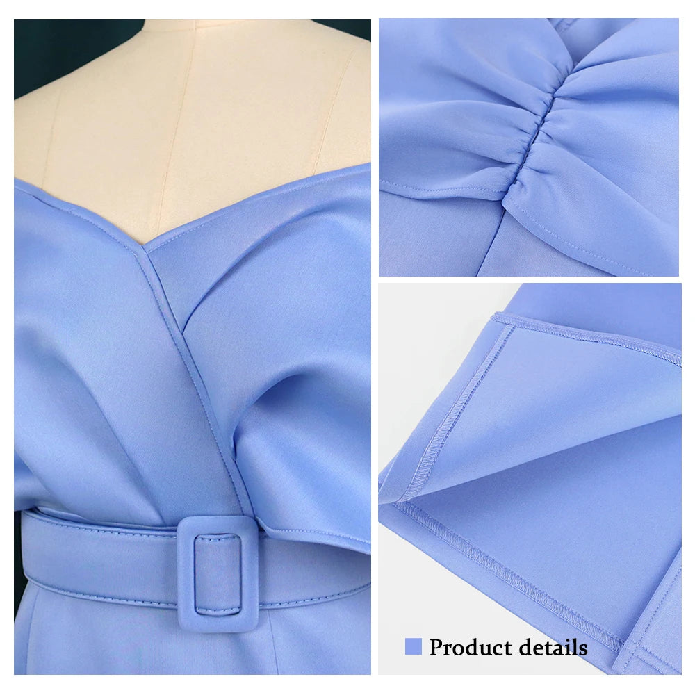 Pencil Dress Women Bare Shoulder Backless Belt Summer Autumn Christmas Party Prom Elegant Lady Wedding Bridesmaid Slim Dresses