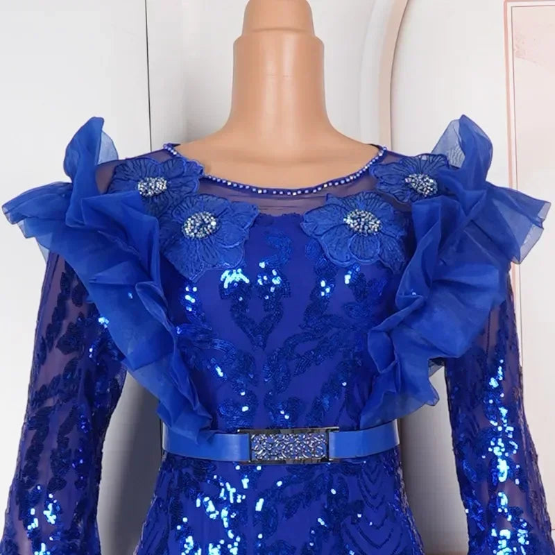 Maxy Plus Size Party Dresses for Women Dashiki Ankara Sequin Wedding Evening Gown Sexy Bodycon Maxy Robe Africa Clothing