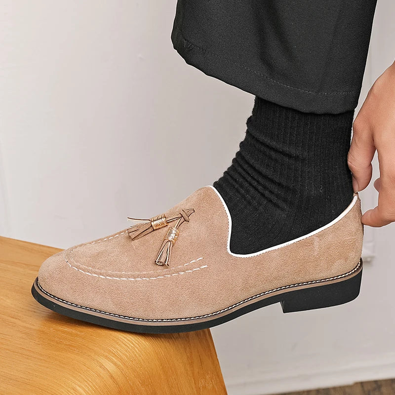 Visco Four Seasons Businessmen Fringed Shoes Men One-foot Casual Comfortable Breathable High-quality Loafers Social Shoes Sizes 38-47