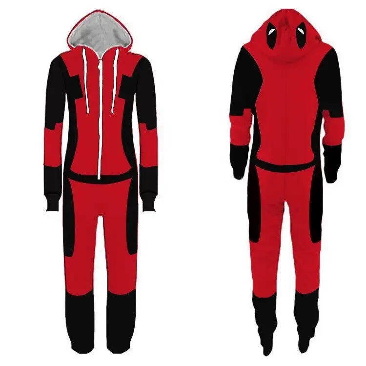 Visco Spiderman Deadpool Jumpsuit Pajamas Cosplay Costume Men Women Superheo Onesie Pyjama Halloween Christmas Party Cartoon Sleepwear