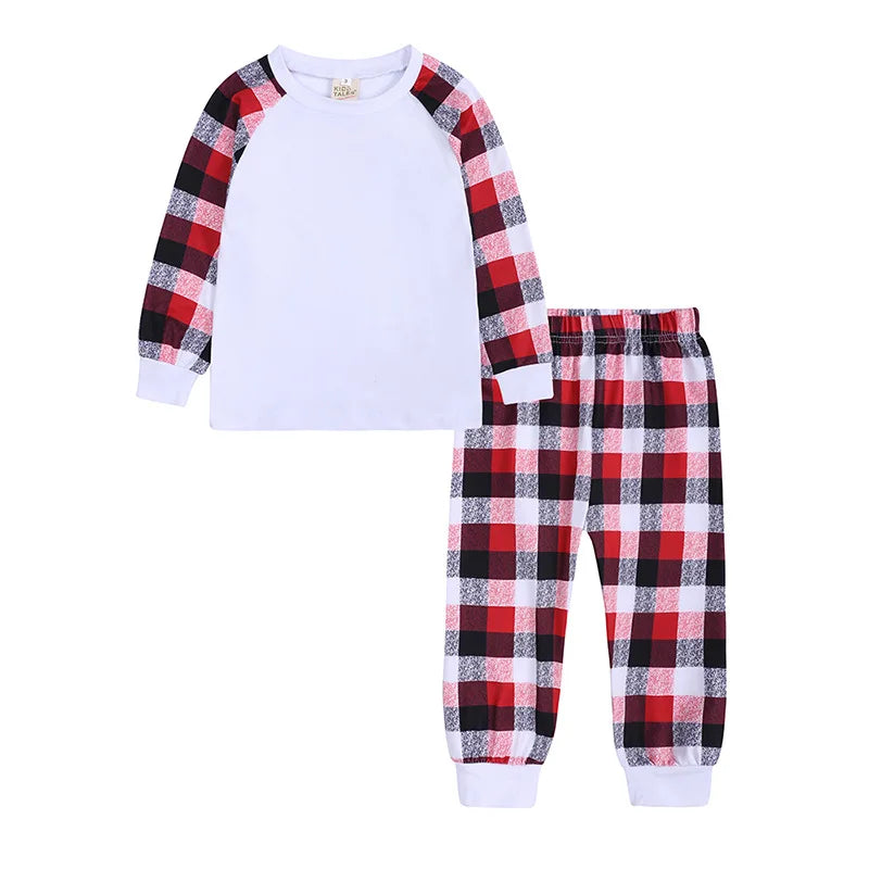 Sublimation Blank Long Tshirts New Year Christmas Parent-child Clothes Christmas Matching Pajamas Mother Father Kids Sleepwear