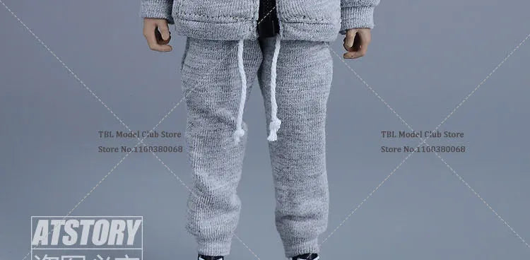 Maxy 1/12 Scale Male Soldier Clothes Set Casual Trendy Hooded Zippered Jacket Drawstring Sports Pants Fit 6inch Action Figure Doll