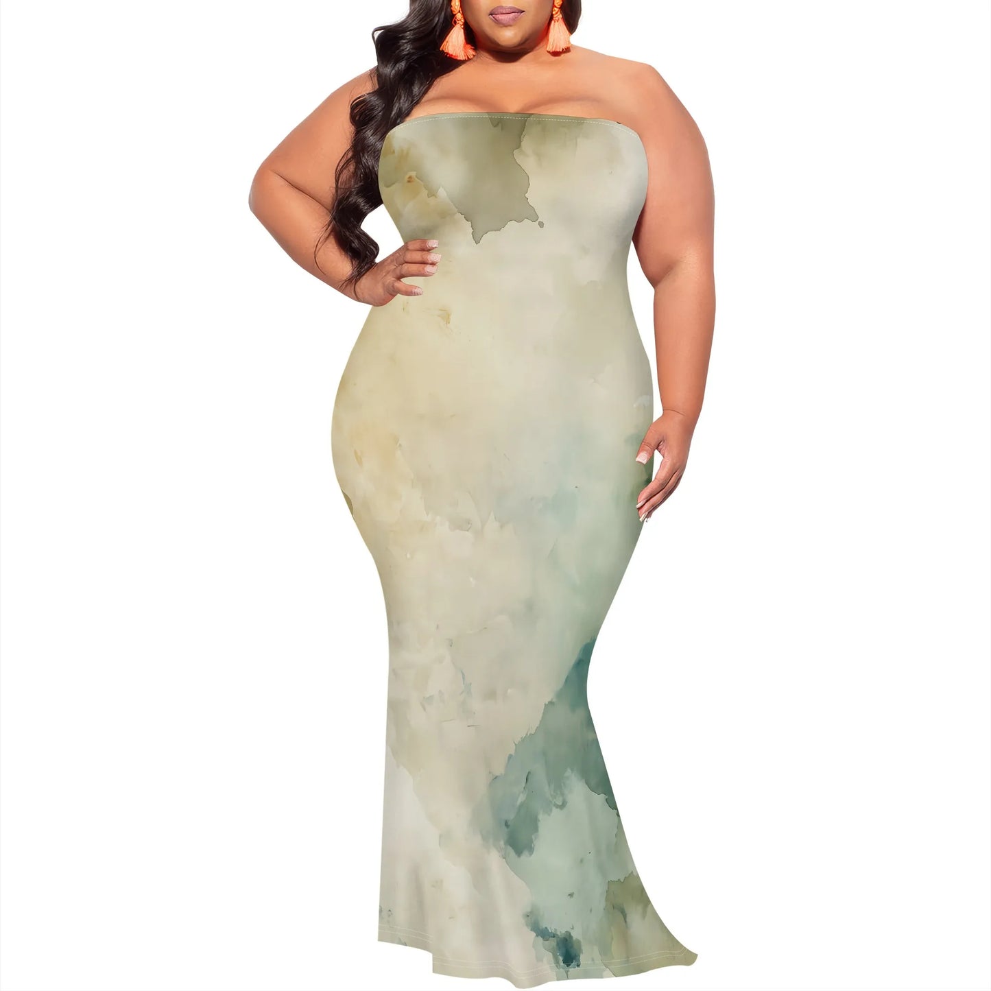 Maxy Plus Size Red Black Bodycon Dress Strapless Mermaid Tube Dress Valentine's Nightclub Party Gown XL-6XL Sexy Look