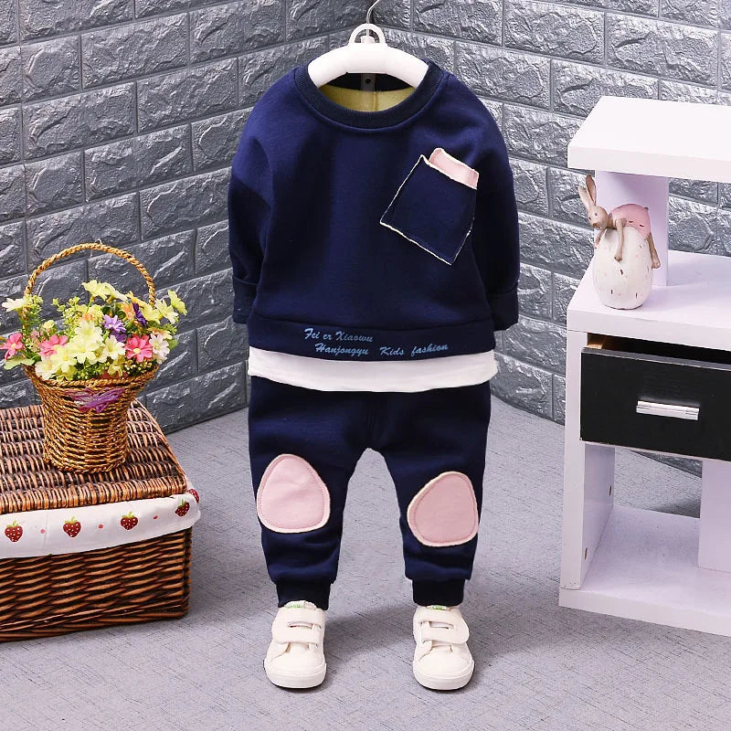 Winter 2PC Toddler Baby Clothes Outfit Thickening Infant Boy Kids Shirt Tops+Pants Casual Clothing for 12 Months-4Years