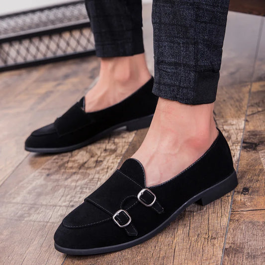 Amay Double Monk Strap Shoes Brown Dress Loafers Men Dress Shoes Italian Wedding Dress Coiffeur Office Shoes Men Formal Dress