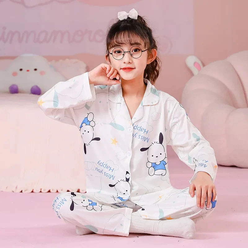 Maxy Kids Pajamas Children Casual Spring Home Long Sleeve Set Girl Nightwear Pants