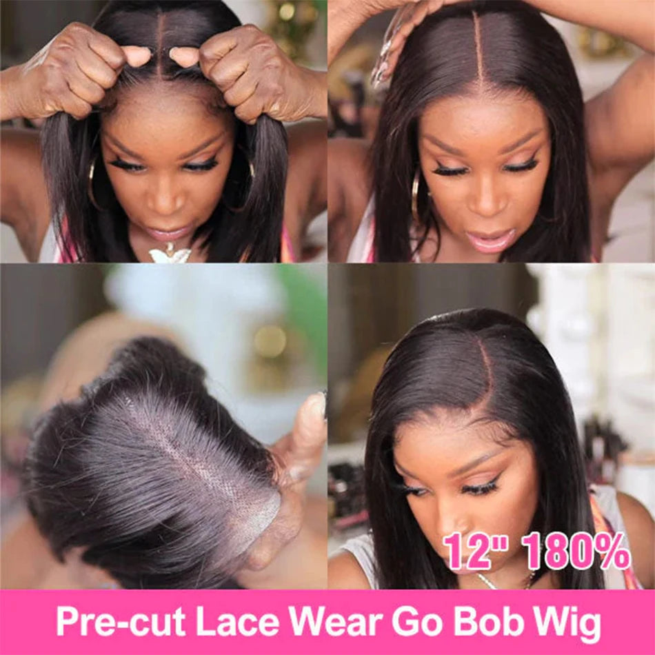 Maxy 13X4 Glueless Wig Human Hair Ready to Wear Pre-Cut Lace Wear And Go Glueless Wigs Straight Lace Front Human Hair Wig For Women