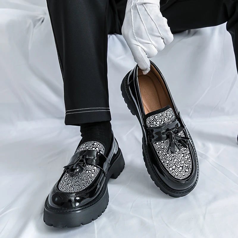 Visco Four Seasons Men Business Loafers Black PU Men Casual Comfortable Height-increasing Fashion Shoes Travel Shoe Men Sizes 38-46