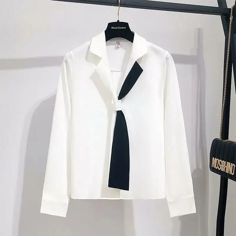 Amay Girl White Shirt Top Midi Skirt Two-piece Women's Professional Suit Korean Fashion Elegant Blouse Dress Set Female Clothes