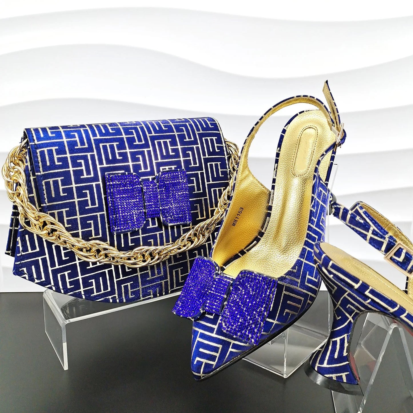 American Style Rhinestone Woman Shoes and Bags Set Latest Italian High Heels Sandals Shoes And Purse Set For Party