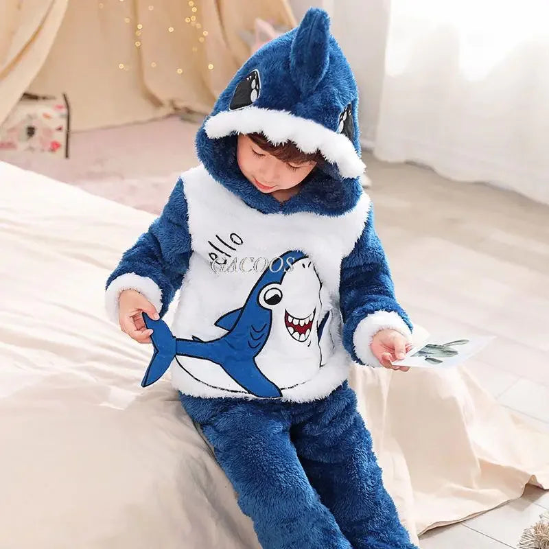 New 2024 Kids Boys Girls Pajamas Cartoon Long Sleeve Cute Warm Tops with Pants Toddler Baby Autumn Winter Sleeping Clothes Sets