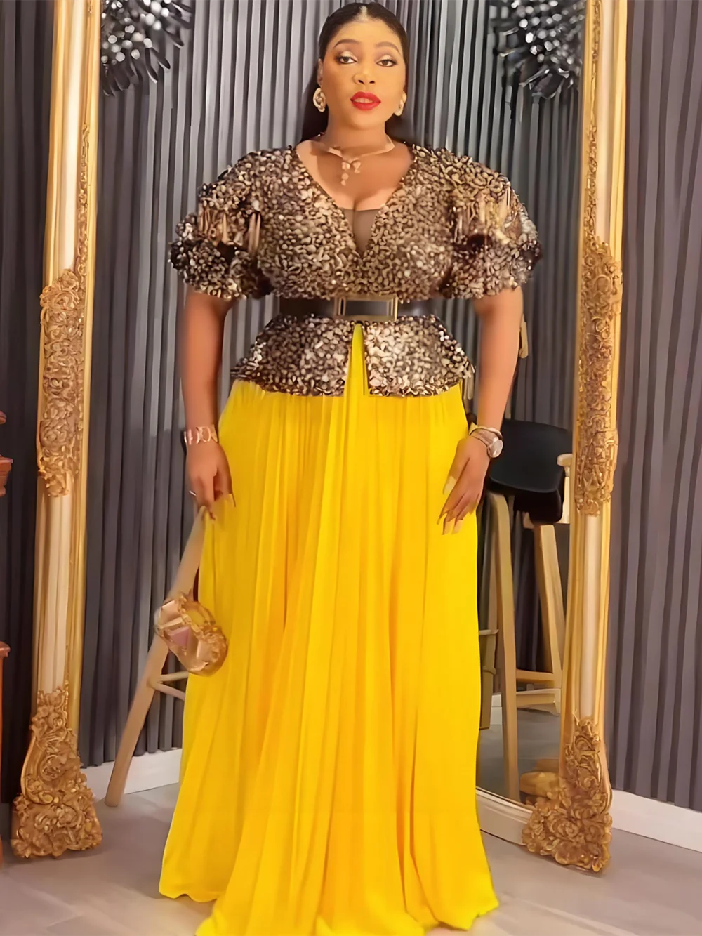 Amay Elegant Dresses for Women Luxury Sequin Evening Party Long Dress Plus Size Turkey Wedding Gown New Ladies Clothing