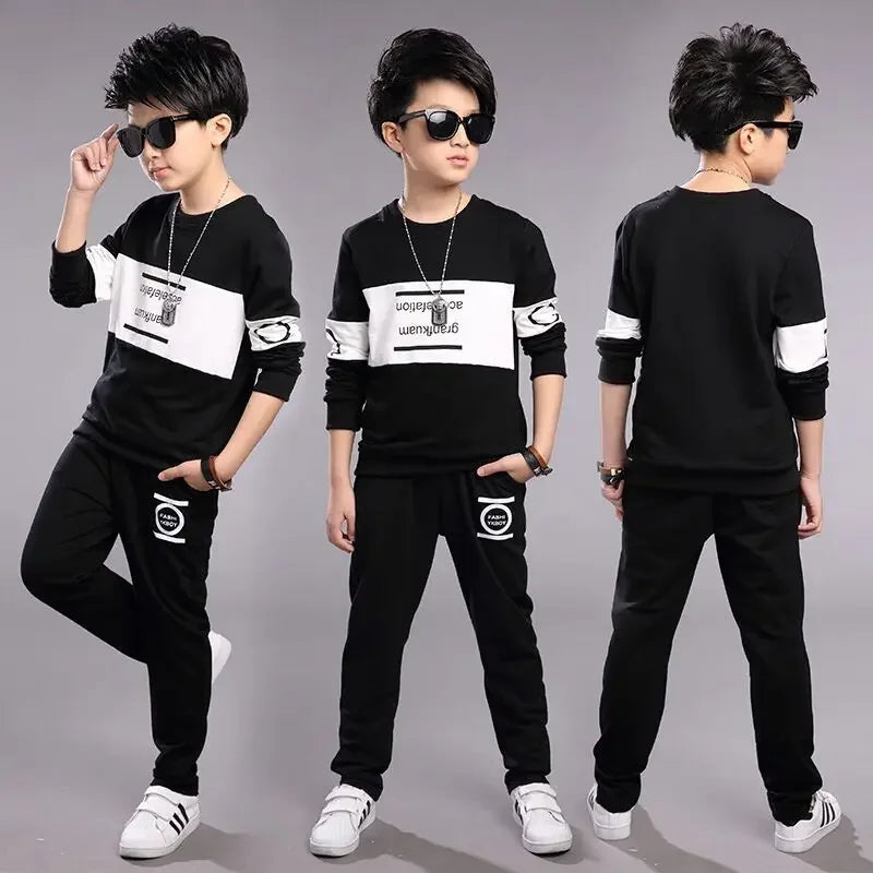 Visco New Baby Boys winter Autumn Sweatshirt Sports Tracksuits Kids velvet Casual clothes sweater + Pant 5 6 7 8 9 10 11 12 year